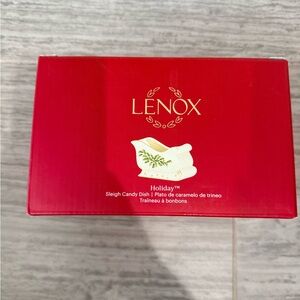 Lenox Red and White Holiday Sleigh Candy Dish